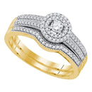 10k Gold Women's Round Diamond Halo Wedding Ring Set - FREE Shipping (US/CA)-Gold & Diamond Wedding Ring Sets-11-JadeMoghul Inc.