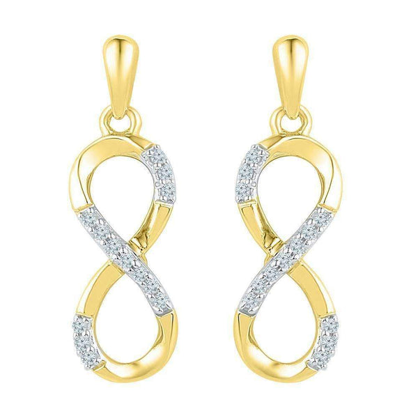 10k Gold Women's Round Diamond Infinity Dangle Screwback Earrings - FREE Shipping (US/CA)-Gold & Diamond Earrings-JadeMoghul Inc.