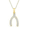 10k Gold Women's Round Diamond Wishbone Pendant - FREE Shipping (US/CA)-Gold & Diamond Pendants & Necklaces-JadeMoghul Inc.