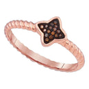 10k Pink Rose Gold Red Enhanced Diamond Women's Unique Ring - FREE Shipping (US/CA)-Gold & Diamond Cluster Rings-8.5-JadeMoghul Inc.