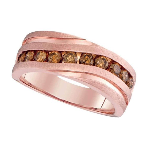 10k Rose Gold Men's Round Diamond Wedding Ring - FREE Shipping (US/CA)-Gold & Diamond Wedding Jewelry-8-JadeMoghul Inc.