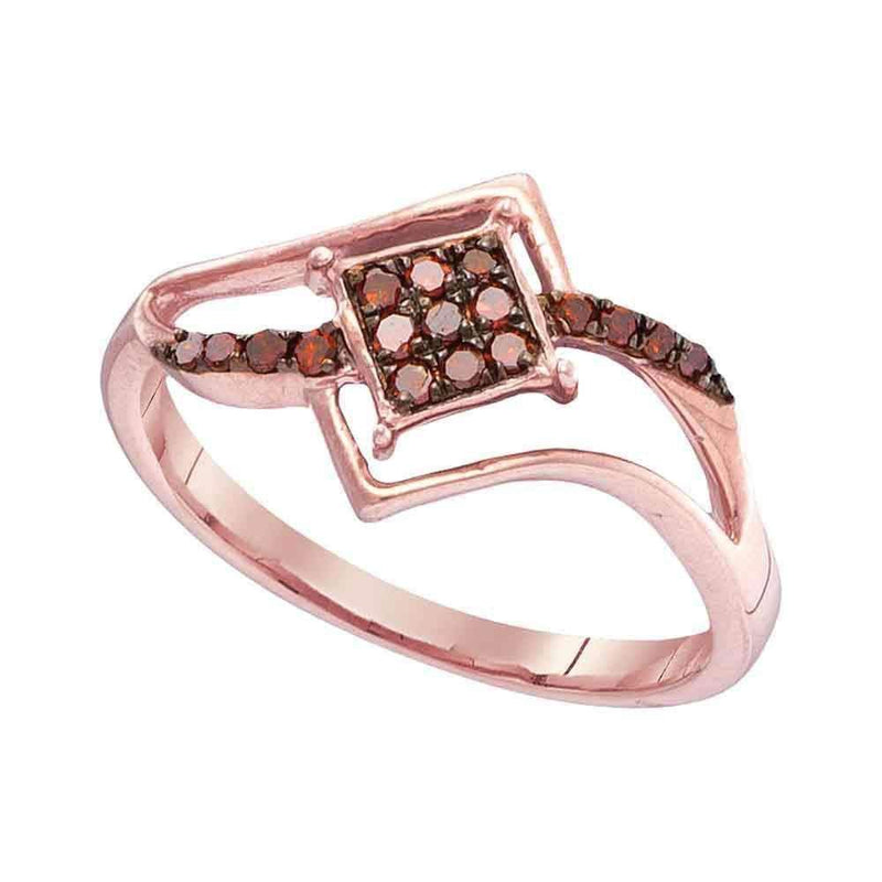 10k Rose Gold Red Diamond Women's Diamond Cluster Ring - FREE Shipping (US/CA)-Rings And Bands-5-JadeMoghul Inc.