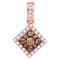 10k Rose Gold Round Cognac-brown Diamond Women's Diamond Pendant - FREE Shipping (US/CA)-Gold & Diamond Pendants & Necklaces-JadeMoghul Inc.