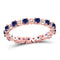 10k Rose Gold Women's Blue Sapphire Diamond Eternity Ring-Rings And Bands-JadeMoghul Inc.