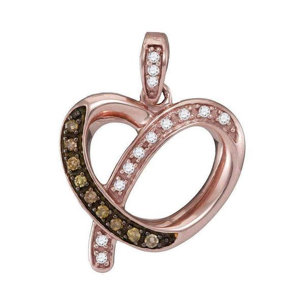10k Rose Gold Women's Brown Diamond Heart Pendant-Gold & Diamond Pendants & Necklaces-JadeMoghul Inc.