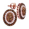 10k Rose Gold Women's Brown Diamond Oval Cluster Earrings-Gold & Diamond Earrings-JadeMoghul Inc.