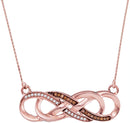 10k Rose Gold Women's Cognac-brown Diamond Infinity Pendant - FREE Shipping (US/CA)-Gold & Diamond Pendants & Necklaces-JadeMoghul Inc.