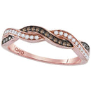 10k Rose Gold Women's Cognac-brown Diamond Ring-Gold & Diamond Bands-7-JadeMoghul Inc.