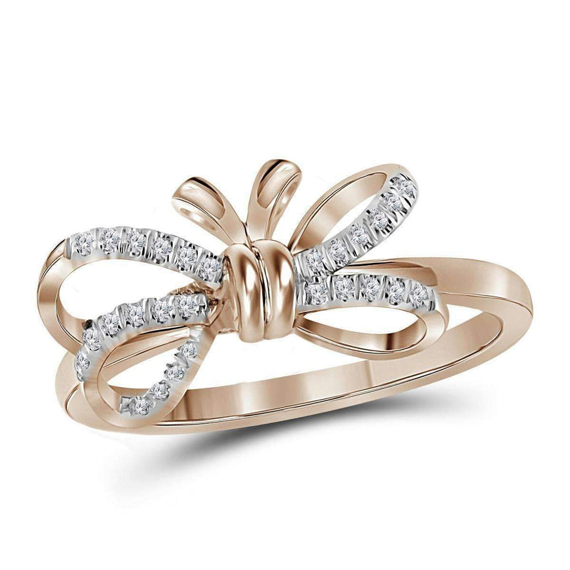 10k Rose Gold Women's Diamond Bow Tie Ring - FREE Shipping (US/CA)-Gold & Diamond Fashion Rings-5-JadeMoghul Inc.