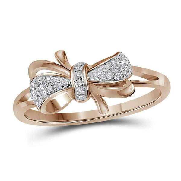 10k Rose Gold Women's Diamond Bow Tie Ring - FREE Shipping (US/CA)-Gold & Diamond Fashion Rings-5-JadeMoghul Inc.