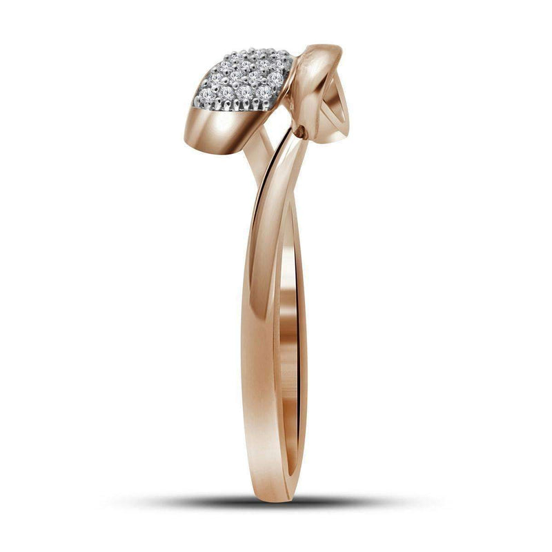 10k Rose Gold Women's Diamond Bow Tie Ring - FREE Shipping (US/CA)-Gold & Diamond Fashion Rings-9-JadeMoghul Inc.