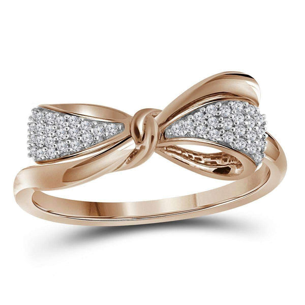 10k Rose Gold Women's Diamond Bow Tie Ring - FREE Shipping (US/CA)-Gold & Diamond Fashion Rings-9-JadeMoghul Inc.