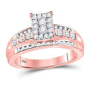 10k Rose Gold Women's Diamond Cluster Engagement Ring-Gold & Diamond Wedding Jewelry-5-JadeMoghul Inc.