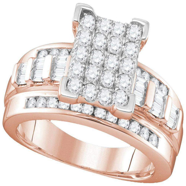 10k Rose Gold Women's Diamond Elevated Rectangle Cluster Wedding Ring - FREE Shipping (US/CA)-Wedding Jewelry-6-JadeMoghul Inc.