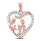 10k Rose Gold Women's Diamond Family Heart Pendant-Gold & Diamond Pendants & Necklaces-JadeMoghul Inc.