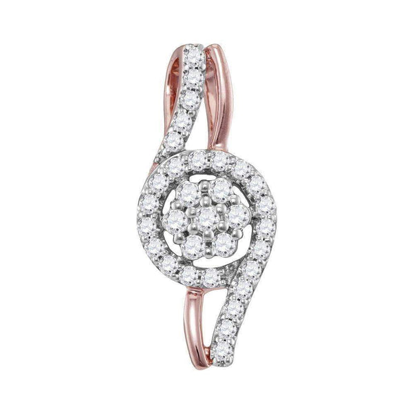 10k Rose Gold Women's Diamond Flower Cluster Pendant - FREE Shipping (US/CA)-Gold & Diamond Pendants & Necklaces-JadeMoghul Inc.