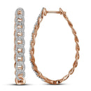 10k Rose Gold Women's Diamond Hoop Earrings - FREE Shipping (US/CA)-Gold & Diamond Earrings-JadeMoghul Inc.