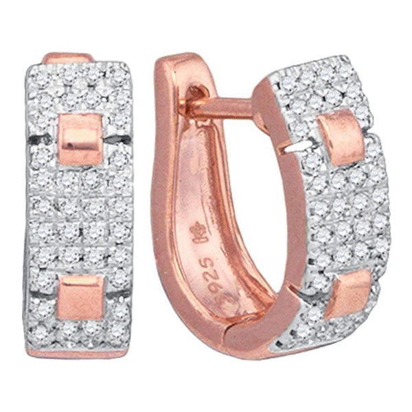 10k Rose Gold Women's Diamond Hughie Hoop Earrings - FREE Shipping (US/CA)-Gold & Diamond Earrings-JadeMoghul Inc.