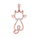 10k Rose Gold Women's Diamond Kitty Pendant - FREE Shipping (US/CA)-Gold & Diamond Pendants & Necklaces-JadeMoghul Inc.