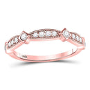 10k Rose Gold Women's Diamond Milgrain Ring-Rings And Bands-JadeMoghul Inc.