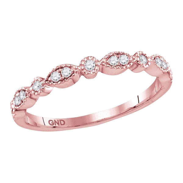 10k Rose Gold Women's Diamond Milgrain Stackable Ring - FREE Shipping (US/CA)-Gold & Diamond Rings-5.5-JadeMoghul Inc.