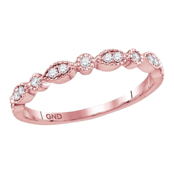 10k Rose Gold Women's Diamond Milgrain Stackable Ring-Gold & Diamond Rings-10.5-JadeMoghul Inc.