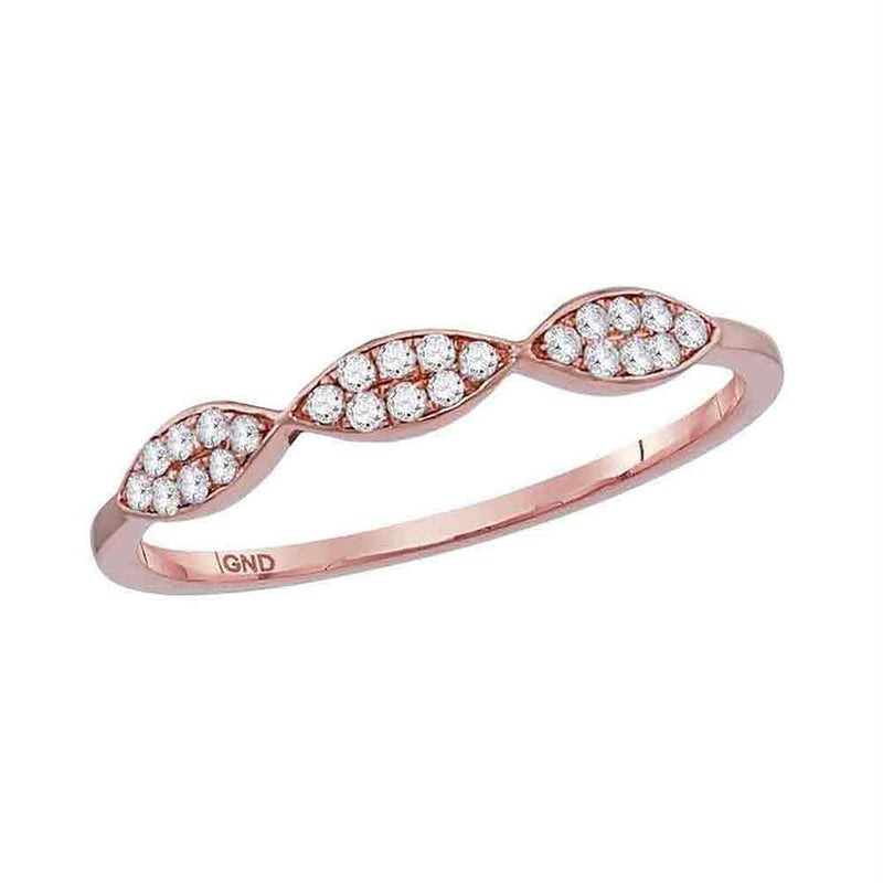 10k Rose Gold Women's Diamond Oval Cluster Stackable Ring-Gold & Diamond Rings-11-JadeMoghul Inc.