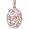 10k Rose Gold Women's Diamond Oval Honeycomb Pendant-Gold & Diamond Pendants & Necklaces-JadeMoghul Inc.