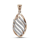 10k Rose Gold Women's Diamond Oval Stripes Pendant - FREE Shipping (US/CA)-Gold & Diamond Pendants & Necklaces-JadeMoghul Inc.