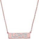 10k Rose Gold Women's Diamond Pink Love Bar Pendant - FREE Shipping (US/CA)-Gold & Diamond Pendants & Necklaces-JadeMoghul Inc.