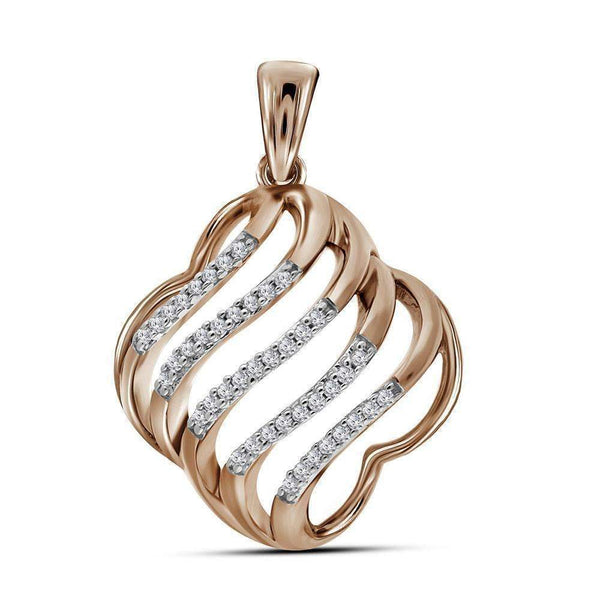 10k Rose Gold Women's Diamond Quatrefoil Strand Pendant - FREE Shipping (US/CA)-Gold & Diamond Pendants & Necklaces-JadeMoghul Inc.
