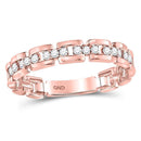 10k Rose Gold Women's Diamond Rolo Link Stackable Ring-Rings And Bands-5-JadeMoghul Inc.