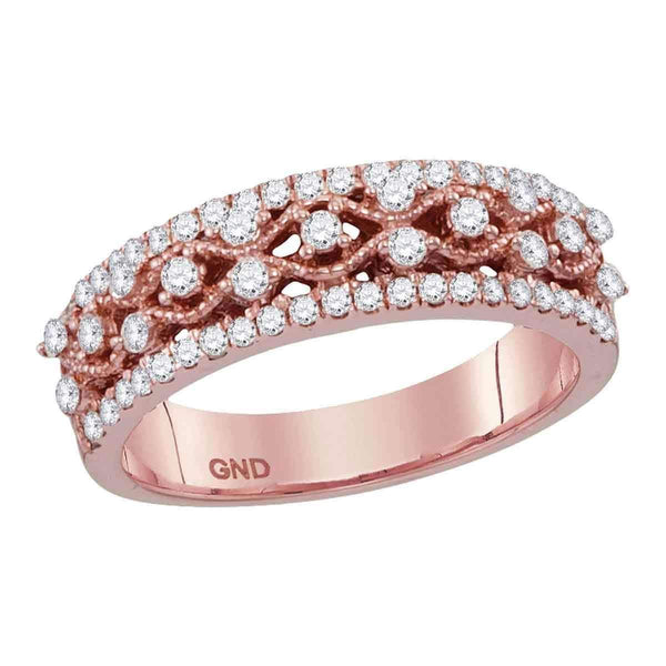 10k Rose Gold Women's Diamond Roped Woven Ring - FREE Shipping (US/CA)-Gold & Diamond Bands-6-JadeMoghul Inc.