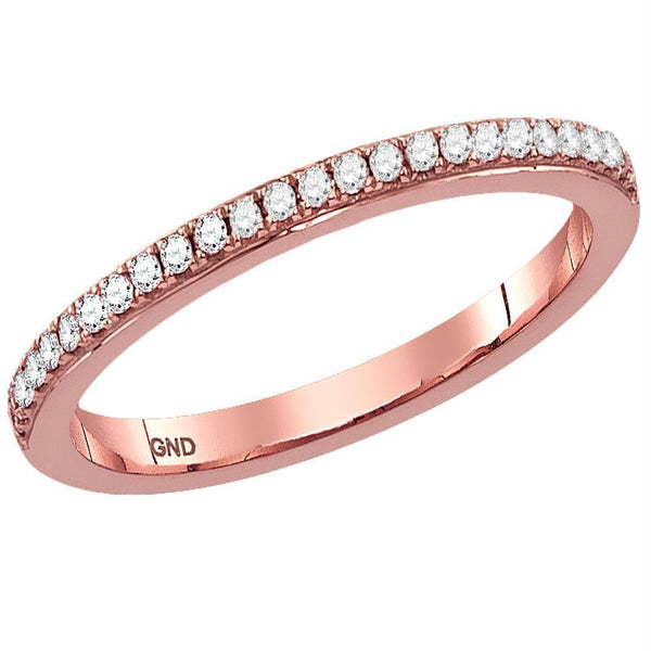 10k Rose Gold Women's Diamond Single Row Stackable Ring-Gold & Diamond Rings-6.5-JadeMoghul Inc.