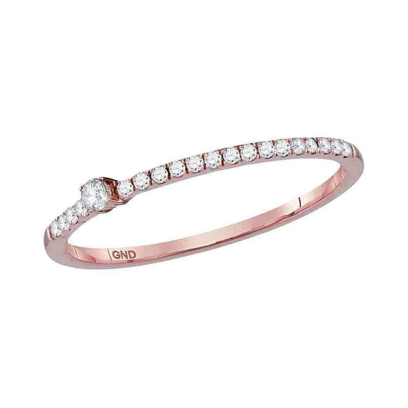 10k Rose Gold Women's Diamond Solitaire Stackable Ring - FREE Shipping (US/CA)-Rings And Bands-6.5-JadeMoghul Inc.