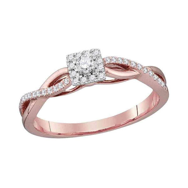 10k Rose Gold Women's Diamond Solitaire Twist Bridal Ring - FREE Shipping (US/CA)-Gold & Diamond Engagement & Anniversary Rings-5-JadeMoghul Inc.