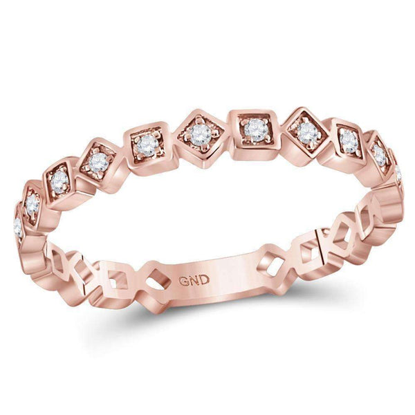 10k Rose Gold Women's Diamond Squares Stackable Ring - FREE Shipping (US/CA)-Gold & Diamond Rings-5-JadeMoghul Inc.