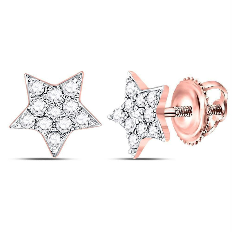 10k Rose Gold Women's Diamond Star Stud Earrings-Earrings-JadeMoghul Inc.