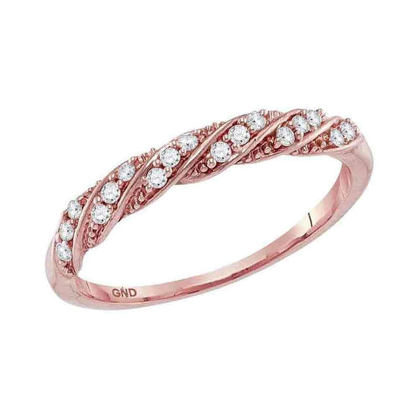 10k Rose Gold Women's Diamond Stripe Stackable Ring - FREE Shipping (US/CA)-Gold & Diamond Rings-5.5-JadeMoghul Inc.