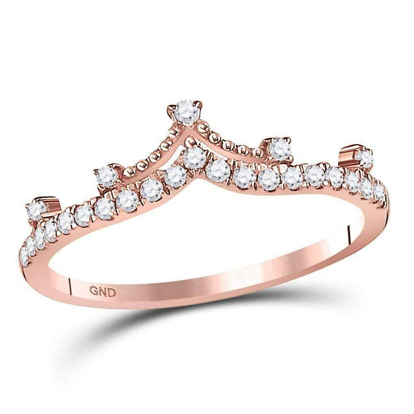 10k Rose Gold Women's Diamond Tiara Ring-Gold & Diamond Fashion Rings-8-JadeMoghul Inc.