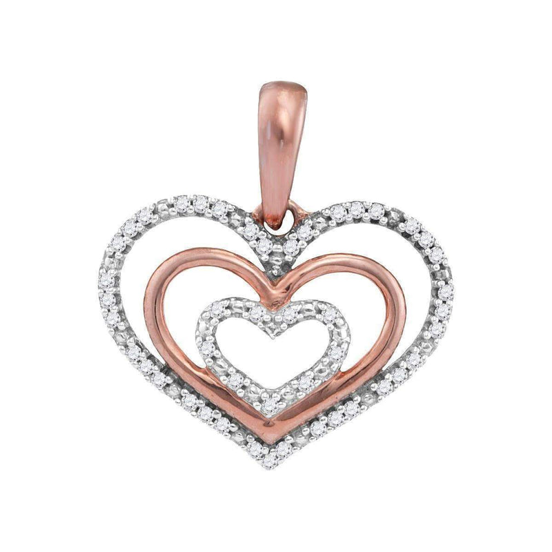 10k Rose Gold Women's Diamond Triple Hearts Pendant - FREE Shipping (US/CA)-Gold & Diamond Pendants & Necklaces-JadeMoghul Inc.