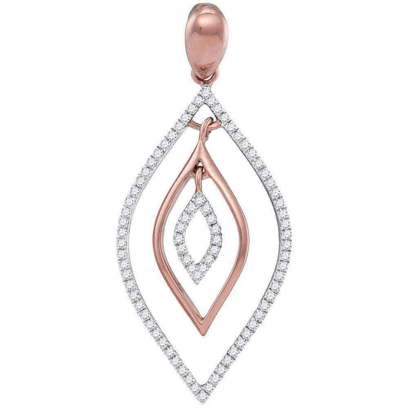 10k Rose Gold Women's Diamond Triple Ovals Outline Pendant - FREE Shipping (US/CA)-Gold & Diamond Pendants & Necklaces-JadeMoghul Inc.