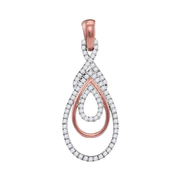 10k Rose Gold Women's Diamond Triple Teardrops Pendant - FREE Shipping (US/CA)-Gold & Diamond Pendants & Necklaces-JadeMoghul Inc.