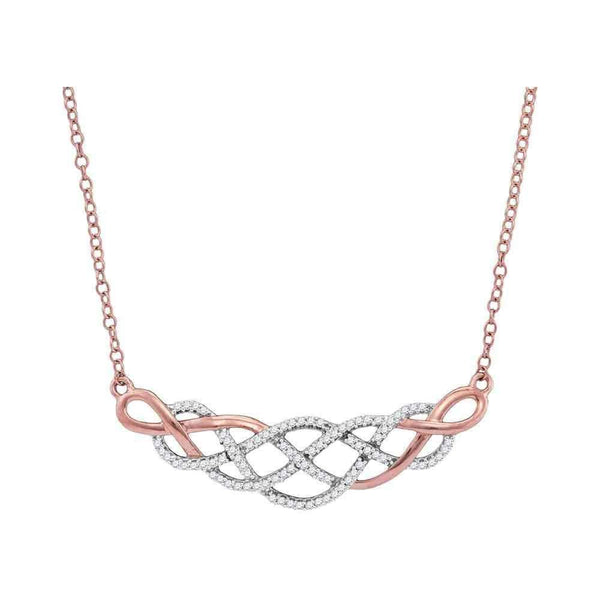 10k Rose Gold Women's Diamond Woven Strands Cluster Necklace - FREE Shipping (US/CA)-Gold & Diamond Pendants & Necklaces-JadeMoghul Inc.