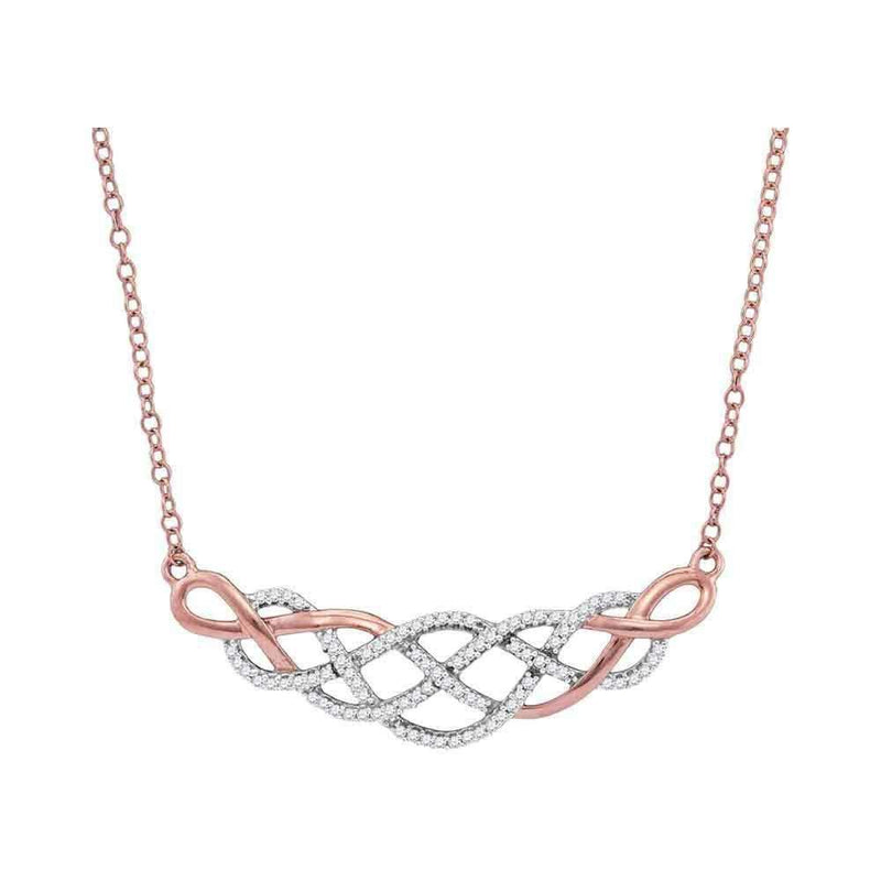 10k Rose Gold Women's Diamond Woven Strands Cluster Necklace - FREE Shipping (US/CA)-Gold & Diamond Pendants & Necklaces-JadeMoghul Inc.