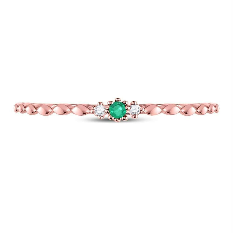 10k Rose Gold Women's Emerald Solitaire Stackable Ring-Rings And Bands-5.5-JadeMoghul Inc.