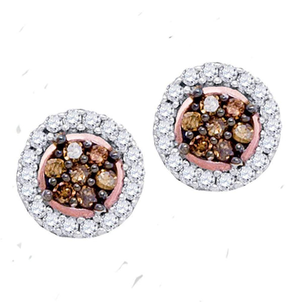 10k Rose Gold Women's Enhanced Diamond Flower Stud Earrings - FREE Shipping (US/CA)-Gold & Diamond Earrings-JadeMoghul Inc.