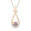 10k Rose Gold Women's Lab-Created Morganite Solitaire Diamond Teardrop Pendant - FREE Shipping (US/CA)-Gold & Diamond Pendants & Necklaces-JadeMoghul Inc.