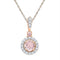 10k Rose Gold Women's Lab-Created Morganite Solitaire Pendant-Gold & Diamond Pendants & Necklaces-JadeMoghul Inc.
