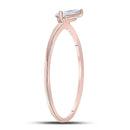 10k Rose Gold Women's Marquise Diamond Three-stone Stackable Ring - FREE Shipping (US/CA)-Gold & Diamond Rings-5-JadeMoghul Inc.
